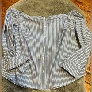 Express off the shoulder pinstripe top. Like new! Size medium.
